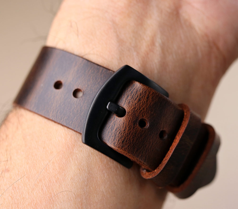 Tek Kat Deri Apple Watch Kordon - Antik Kahve - Roarcraft TR