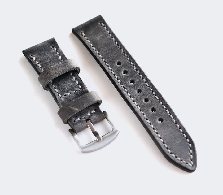 Özel El Yapımı Deri Saat Kayışı - Antik Gri