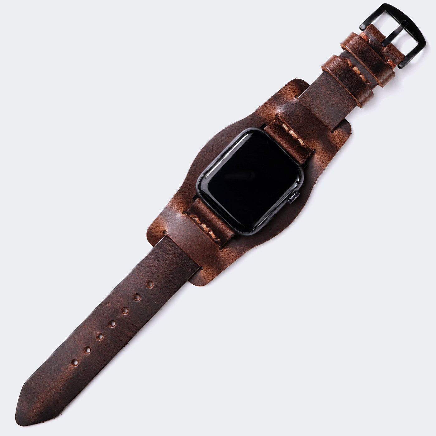 Bund Strap - Tek Kat Deri Apple Watch Kordon - Antik Kahve - Roarcraft TR