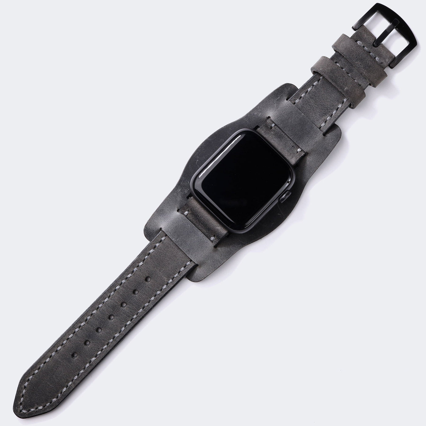 Bund Strap - Çift Kat Deri Apple Watch Kayışı - Antik Gri - mws_apo_generated