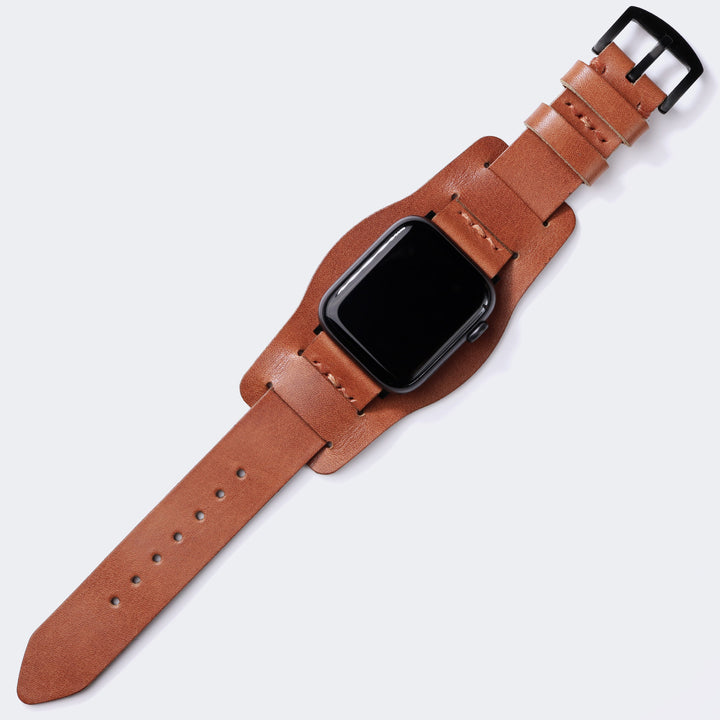 Bund Strap - Tek Kat Deri Apple Watch Kordon - Taba - Roarcraft TR