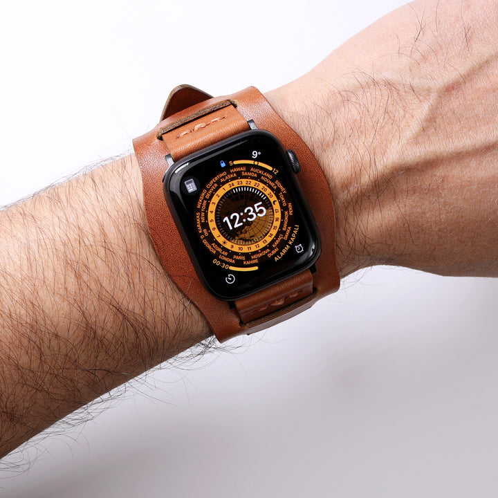 Bund Strap - Tek Kat Deri Apple Watch Kordon - Taba - Roarcraft TR