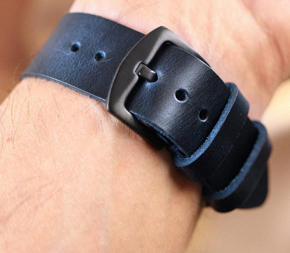 Tek Kat Deri Apple Watch Kordon - Indigo Mavi - Roarcraft TR