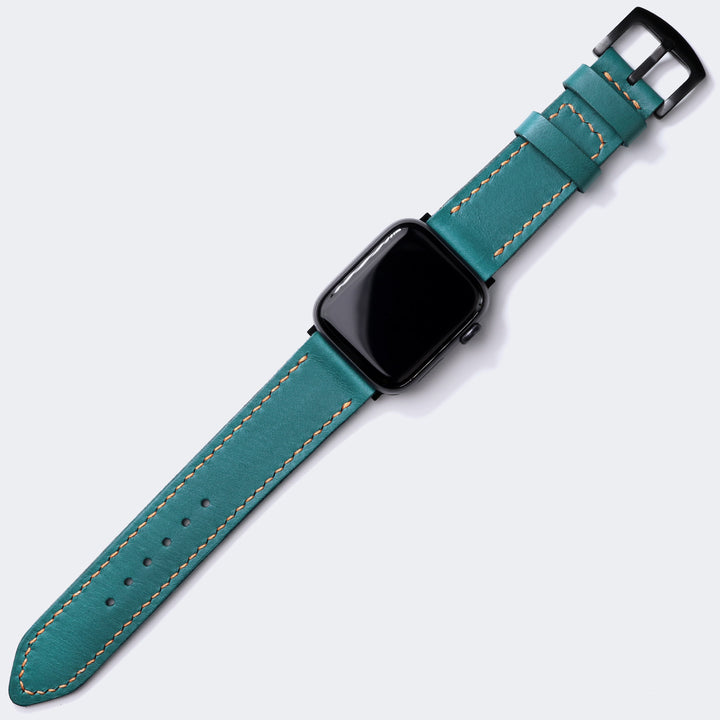 VegTan Deri Apple Watch Kayışı - Teal - Roarcraft TR
