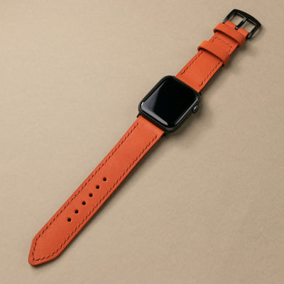 VegTan Deri Apple Watch Kayışı - Orange - Roarcraft TR