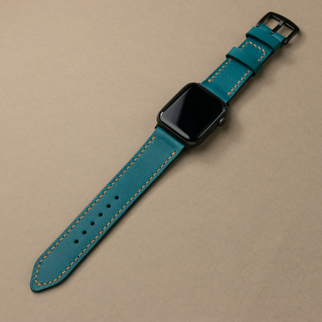 VegTan Deri Apple Watch Kayışı - Teal - Roarcraft TR