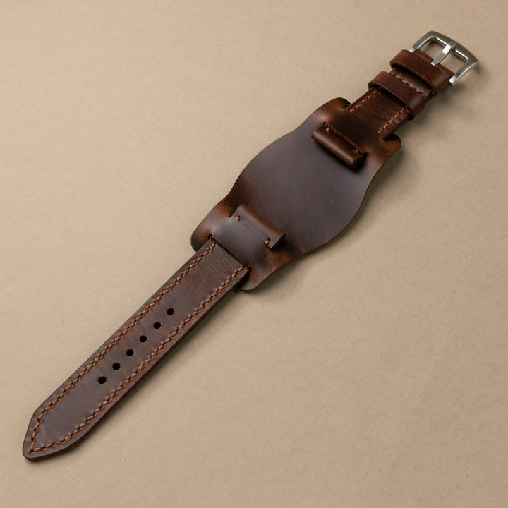 Bund Strap - Çift Katlı Deri Saat Kayışı - Antik Kahve - Roarcraft TR