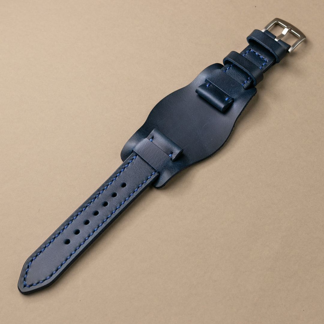 Bund Strap - Çift Katlı Deri Saat Kayışı - İndigo Mavi - Roarcraft TR