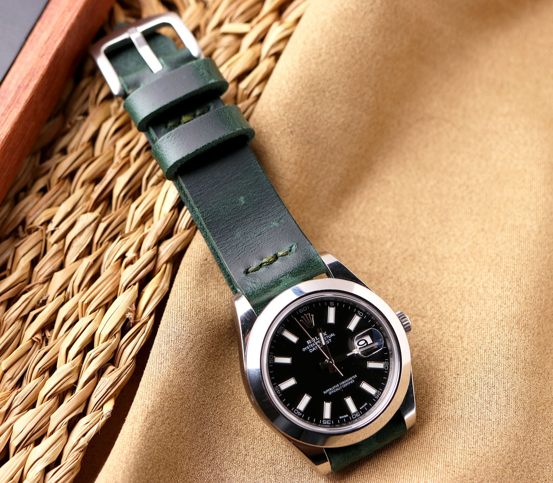 Tek Kat Deri Saat Kayışı - Orman Yeşili - Roarcraft TR