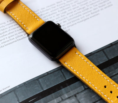 Özel Yapım Apple Watch Deri Saat Kayışı - Lemon Saffiano
