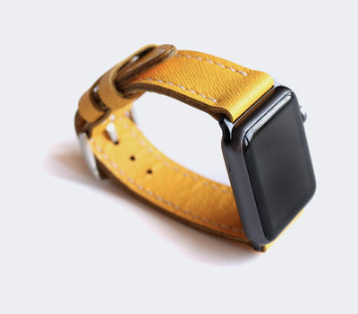 Özel Yapım Apple Watch Deri Saat Kayışı - Lemon Saffiano