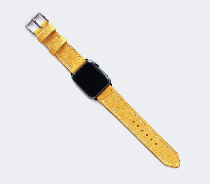 Özel Yapım Apple Watch Deri Saat Kayışı - Lemon Saffiano