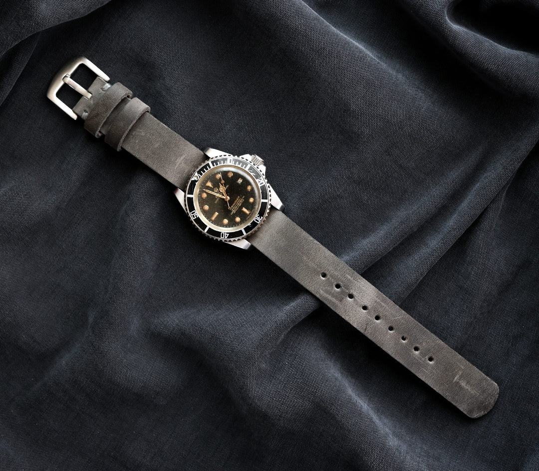 (YENİ) Nato Deri Kayış - Antik Gri