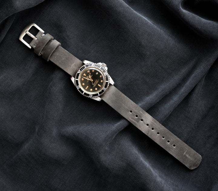 (YENİ) Nato Deri Kayış - Antik Gri