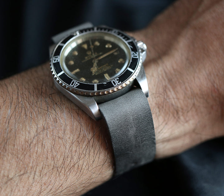 (YENİ) Nato Deri Kayış - Antik Gri