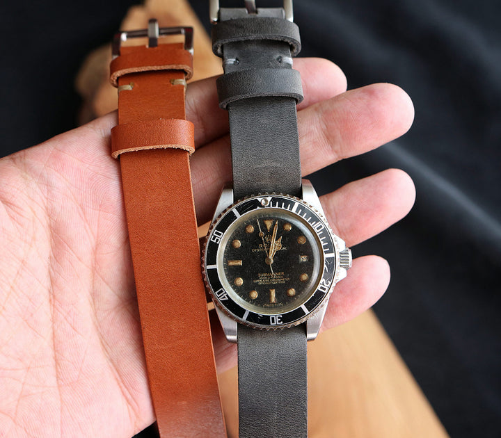 (YENİ) Nato Deri Kayış - Antik Gri