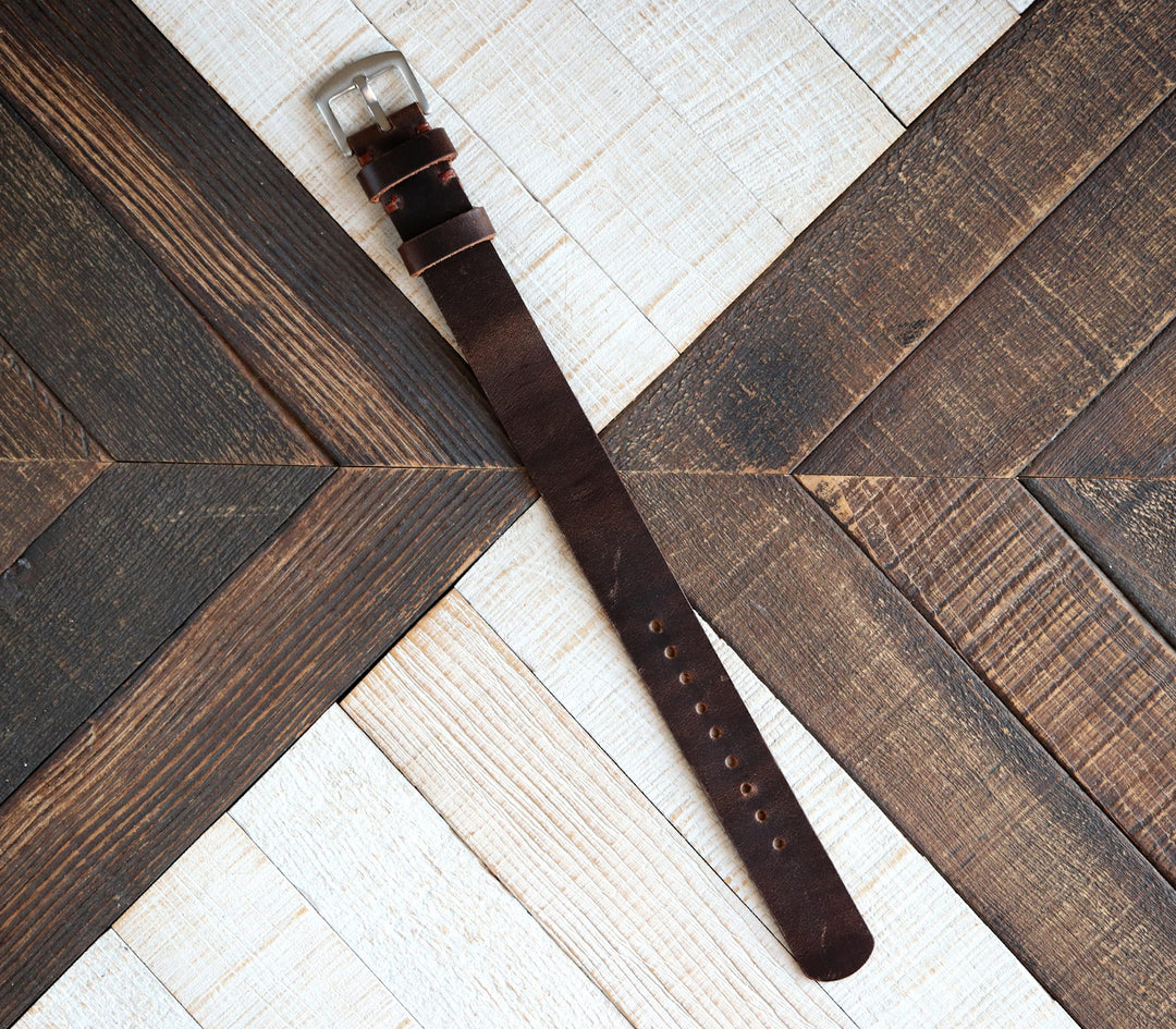 (YENİ) Nato Deri Kayış - Antik Kahve