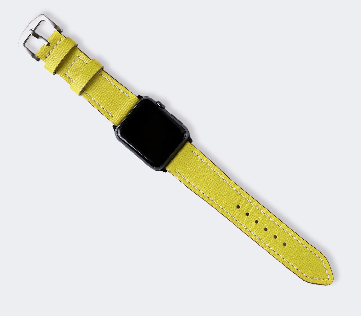 Saffiano Deri Apple Watch Kayış - Lime - Roarcraft TR