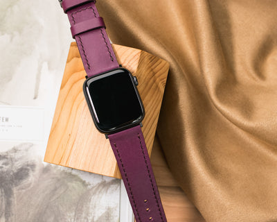 VegTan Deri Apple Watch Kayışı - Purple - Roarcraft TR