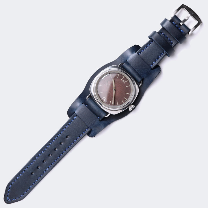 Bund Strap - Çift Katlı Deri Saat Kayışı - İndigo Mavi - Roarcraft TR